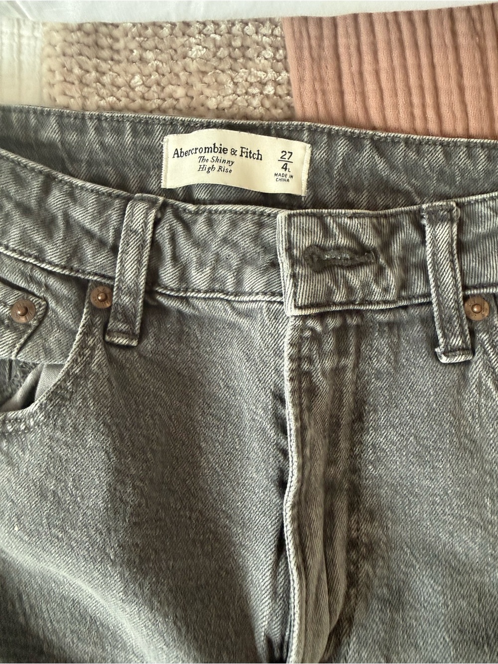 Abercrombie & Fitch Vintage Washed Gray High-Rise Jeans